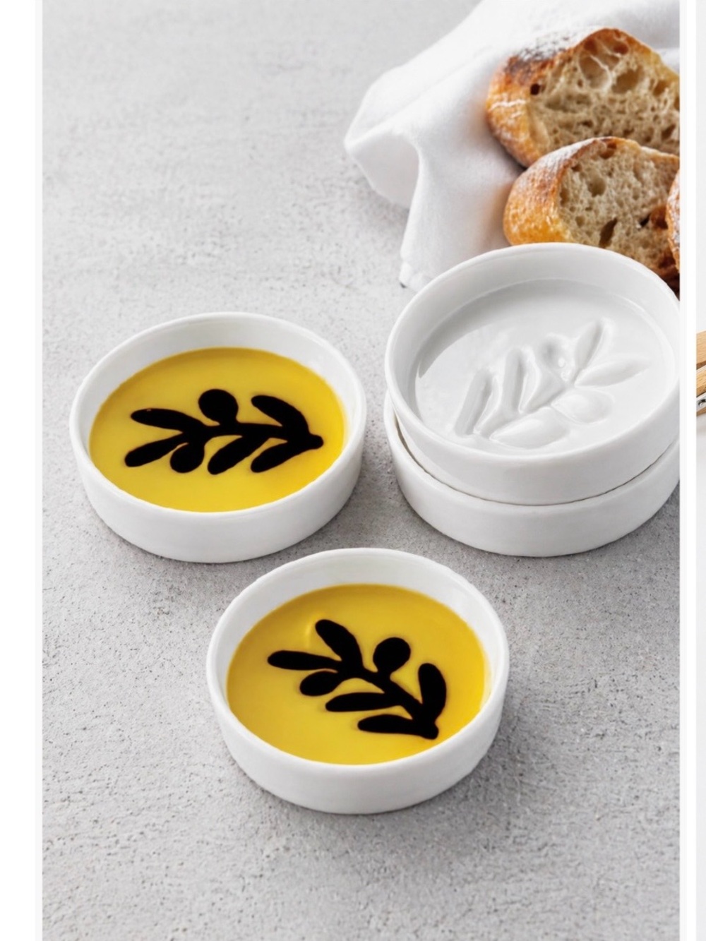 Jeannie Fitz Olive Oil & Vintage Individual Olive Branch Dipping Plates/Set of 4